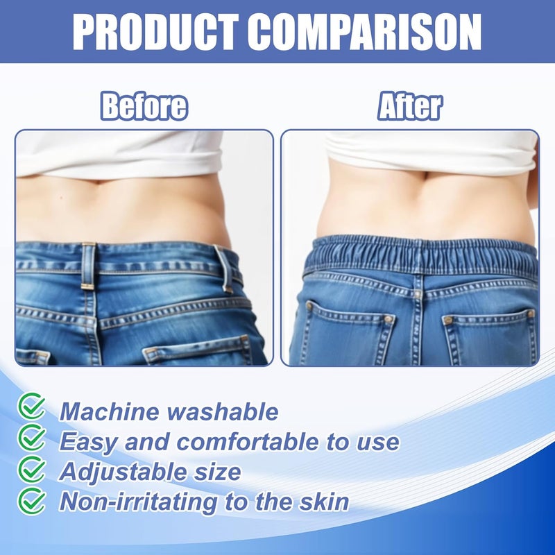 Bremorou 6 Pcs Waist Tightener for Pants Women Jeans Button Tightener Pants Adjuster Waist Tightener Jeans Waist Tightener Jean Button Waist Tightener Suitable Elastic Waist Extenders for Women Men (Black) - Image 4